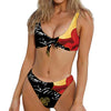 Red Sky And Golden Sun Samurai Print Front Bow Tie Bikini