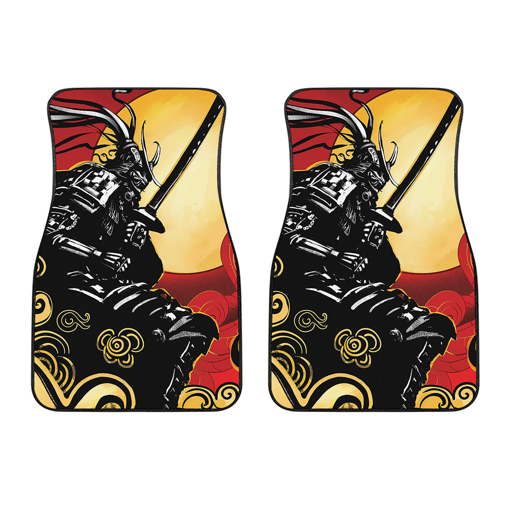 Red Sky And Golden Sun Samurai Print Front Car Floor Mats