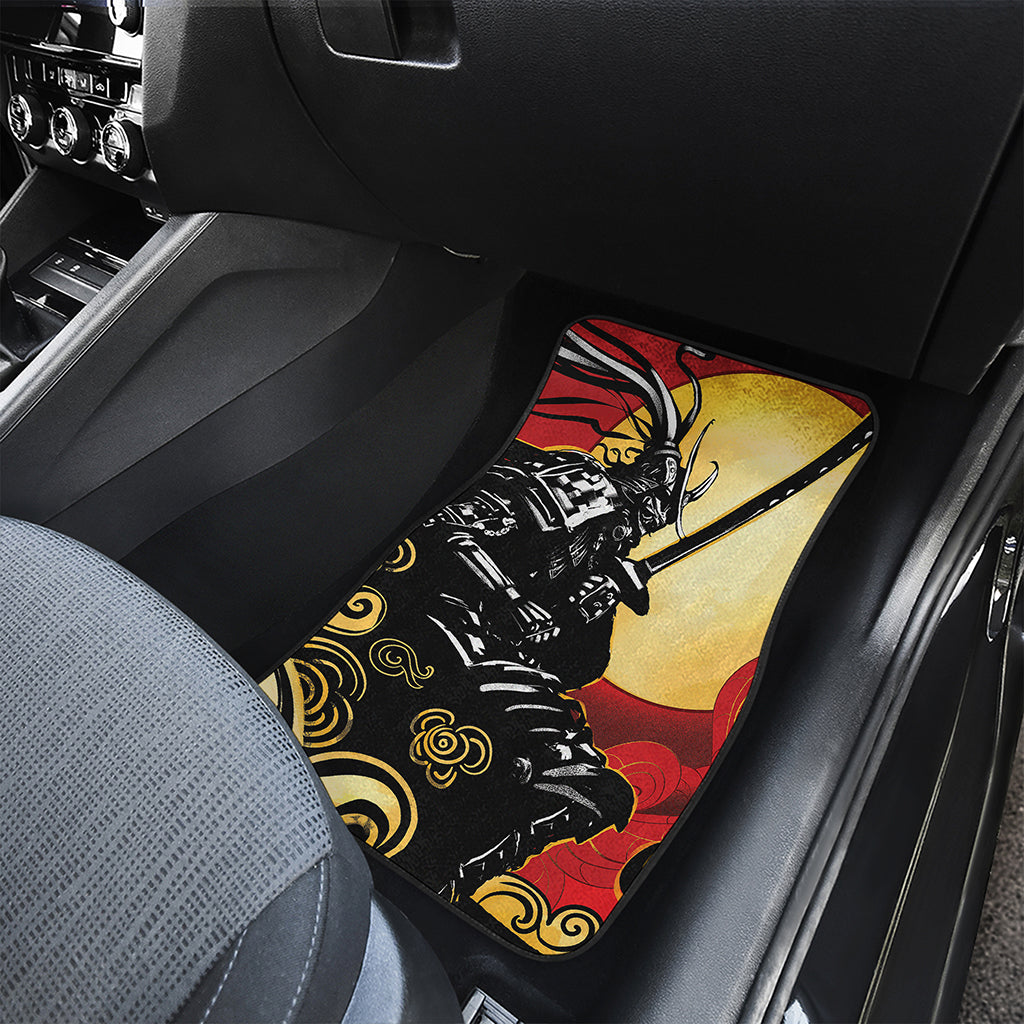 Red Sky And Golden Sun Samurai Print Front Car Floor Mats