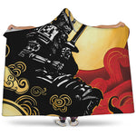 Red Sky And Golden Sun Samurai Print Hooded Blanket