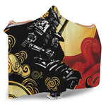 Red Sky And Golden Sun Samurai Print Hooded Blanket