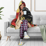 Red Sky And Golden Sun Samurai Print Hooded Blanket