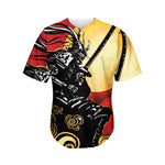 Red Sky And Golden Sun Samurai Print Men's Baseball Jersey