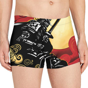 Red Sky And Golden Sun Samurai Print Men's Boxer Briefs