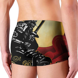 Red Sky And Golden Sun Samurai Print Men's Boxer Briefs