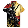 Red Sky And Golden Sun Samurai Print Men's Short Sleeve Shirt