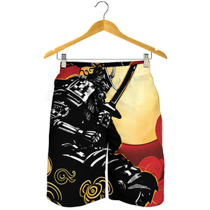 Red Sky And Golden Sun Samurai Print Men's Shorts