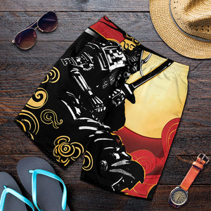 Red Sky And Golden Sun Samurai Print Men's Shorts