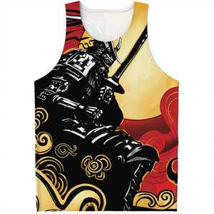 Red Sky And Golden Sun Samurai Print Men's Tank Top