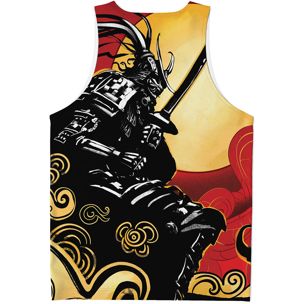 Red Sky And Golden Sun Samurai Print Men's Tank Top