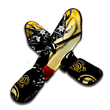 Red Sky And Golden Sun Samurai Print Muay Thai Shin Guard