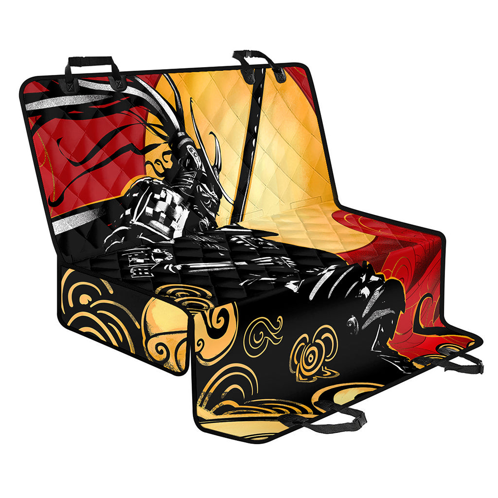 Red Sky And Golden Sun Samurai Print Pet Car Back Seat Cover