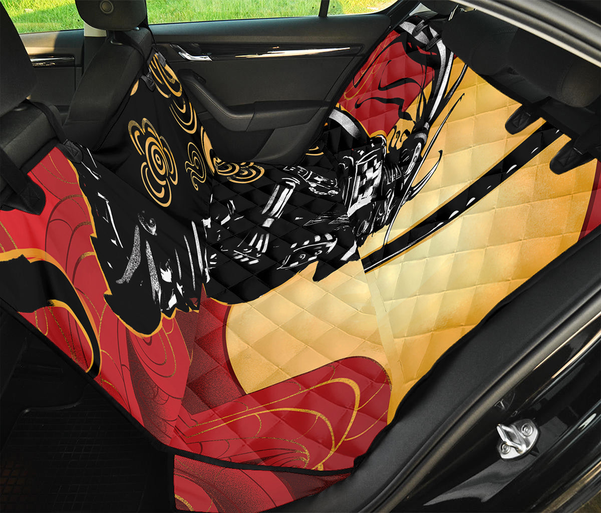 Red Sky And Golden Sun Samurai Print Pet Car Back Seat Cover