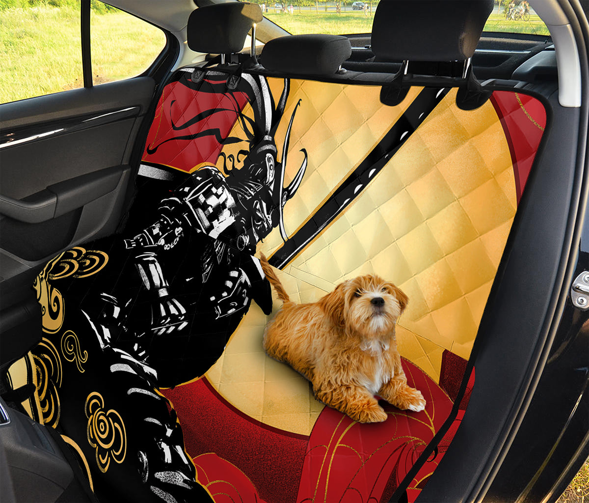 Red Sky And Golden Sun Samurai Print Pet Car Back Seat Cover