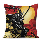 Red Sky And Golden Sun Samurai Print Pillow Cover
