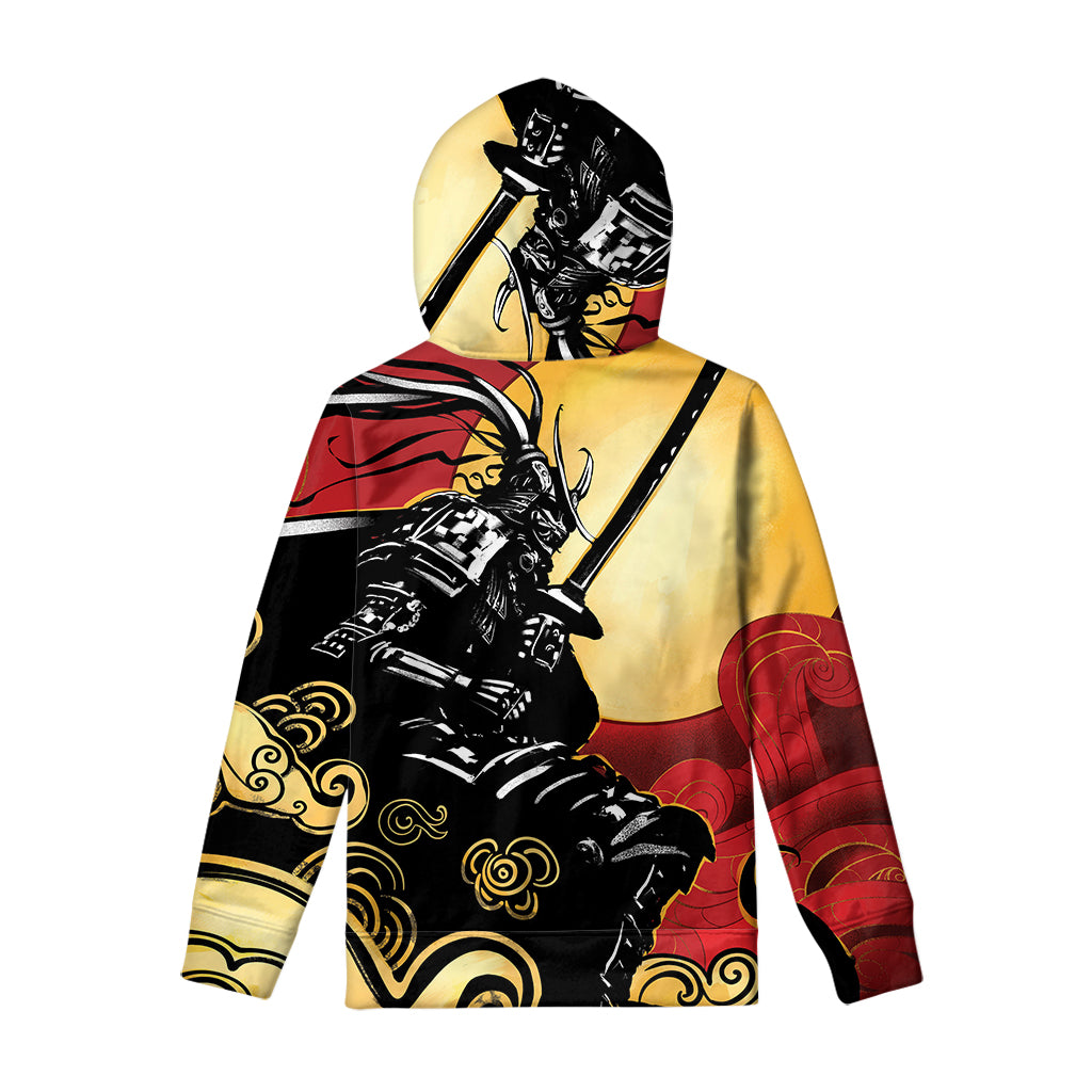 Red Sky And Golden Sun Samurai Print Pullover Hoodie