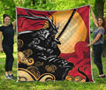 Red Sky And Golden Sun Samurai Print Quilt