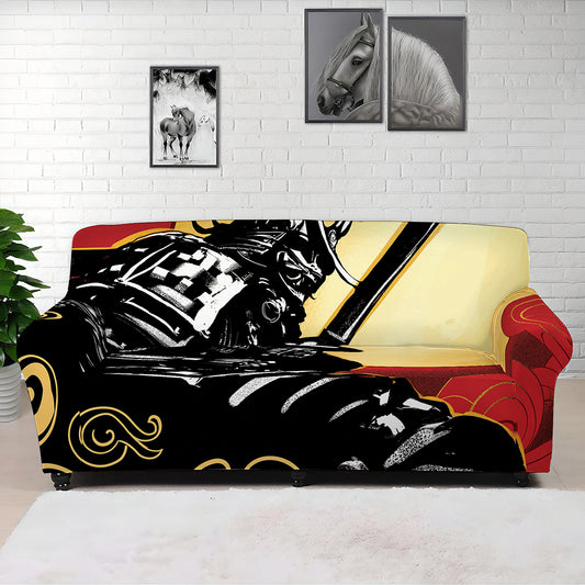 Red Sky And Golden Sun Samurai Print Sofa Cover