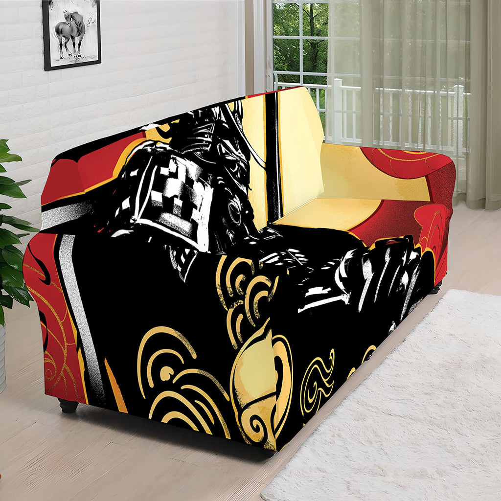 Red Sky And Golden Sun Samurai Print Sofa Cover
