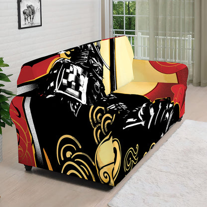 Red Sky And Golden Sun Samurai Print Sofa Cover