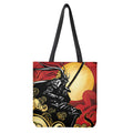 Red Sky And Golden Sun Samurai Print Tote Bag