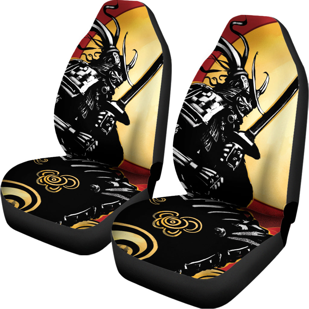 Red Sky And Golden Sun Samurai Print Universal Fit Car Seat Covers