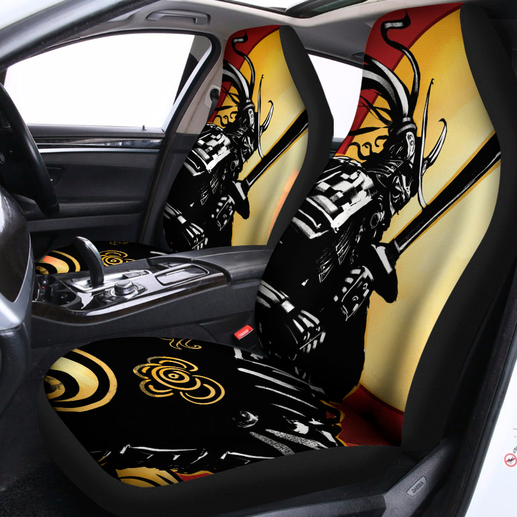 Red Sky And Golden Sun Samurai Print Universal Fit Car Seat Covers