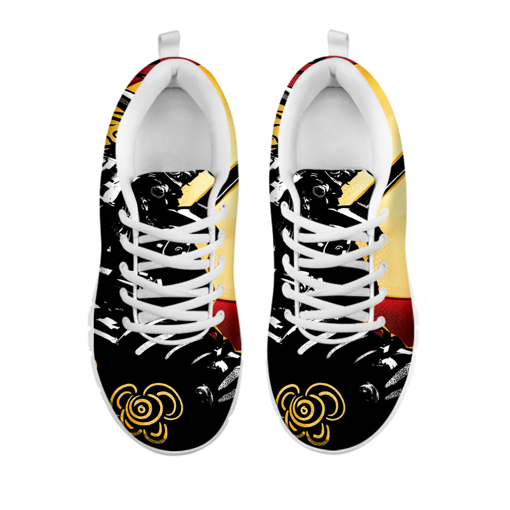 Red Sky And Golden Sun Samurai Print White Sneakers