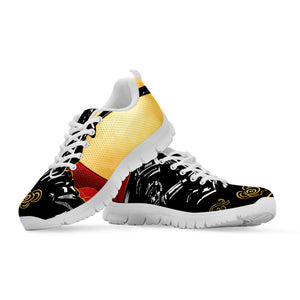 Red Sky And Golden Sun Samurai Print White Sneakers