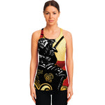 Red Sky And Golden Sun Samurai Print Women's Racerback Tank Top