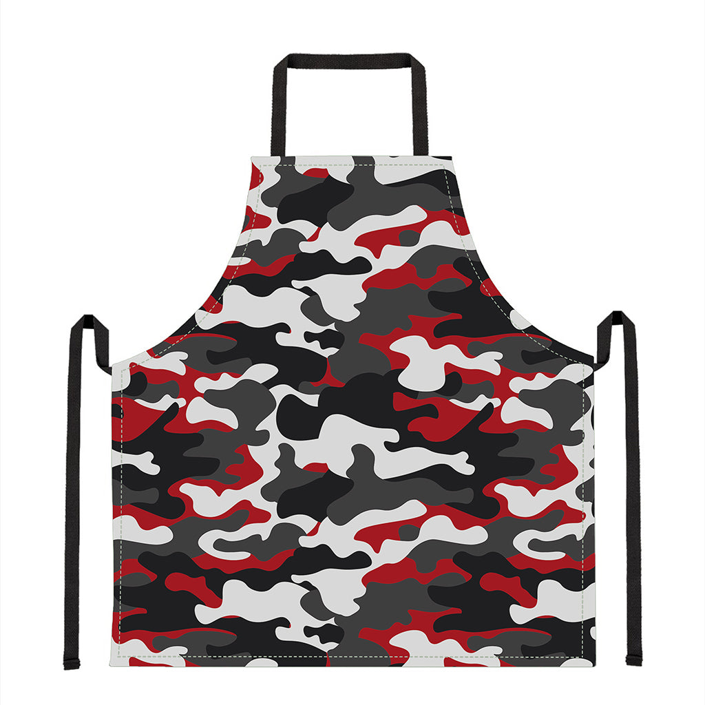 Red Snow Camouflage Print Apron