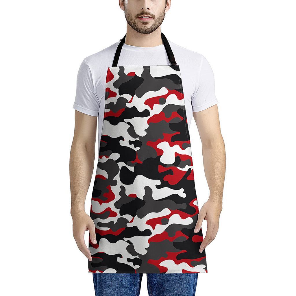 Red Snow Camouflage Print Apron