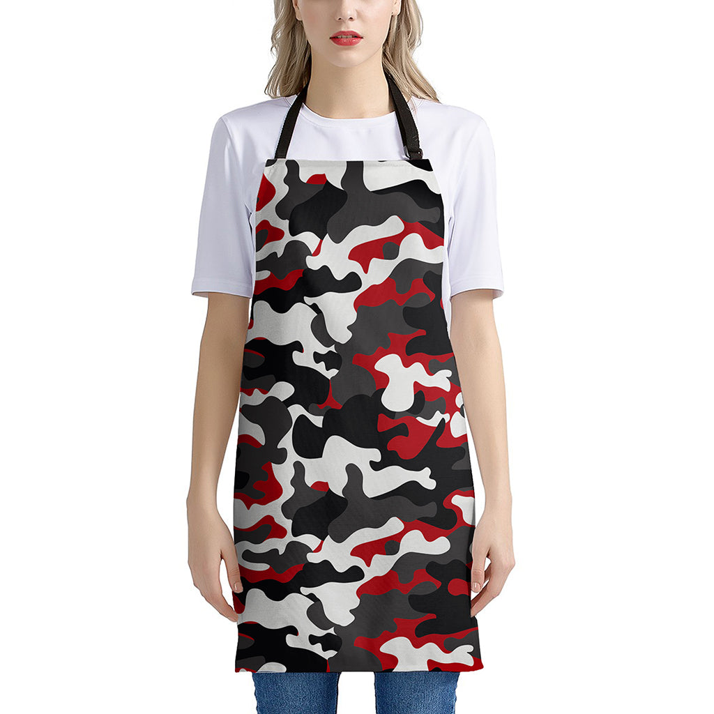 Red Snow Camouflage Print Apron