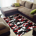 Red Snow Camouflage Print Area Rug GearFrost