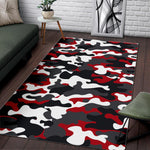 Red Snow Camouflage Print Area Rug GearFrost