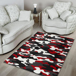 Red Snow Camouflage Print Area Rug GearFrost