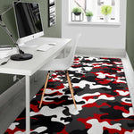 Red Snow Camouflage Print Area Rug GearFrost