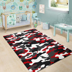 Red Snow Camouflage Print Area Rug GearFrost