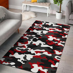 Red Snow Camouflage Print Area Rug GearFrost