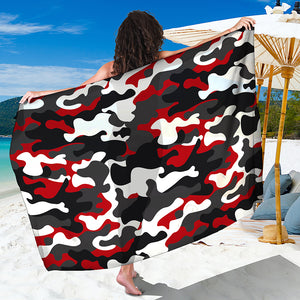 Red Snow Camouflage Print Beach Sarong Wrap