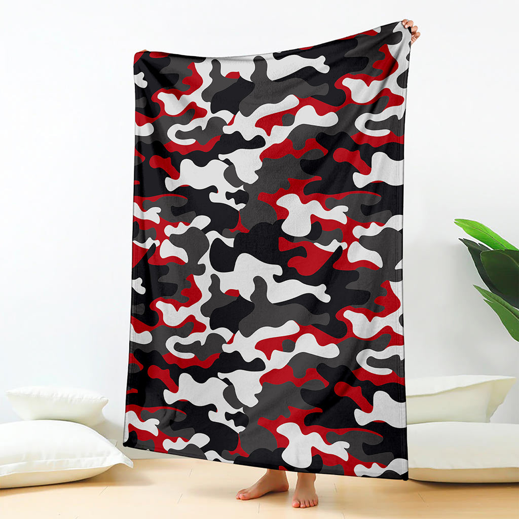 Red Snow Camouflage Print Blanket
