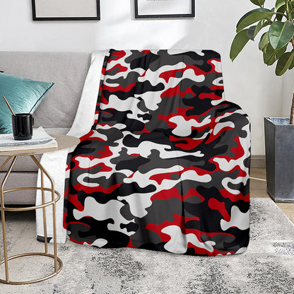 Red Snow Camouflage Print Blanket