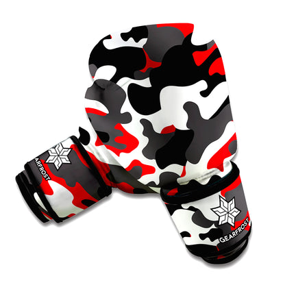 Red Snow Camouflage Print Boxing Gloves