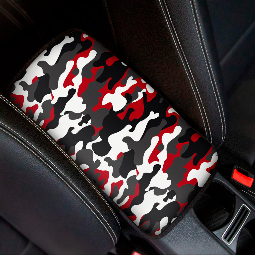 Red Snow Camouflage Print Car Center Console Cover