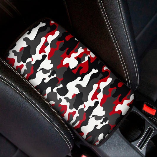 Red Snow Camouflage Print Car Center Console Cover