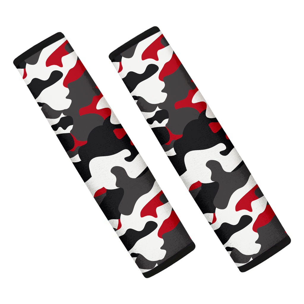 Red Snow Camouflage Print Car Seat Belt Covers