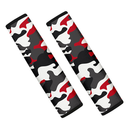 Red Snow Camouflage Print Car Seat Belt Covers