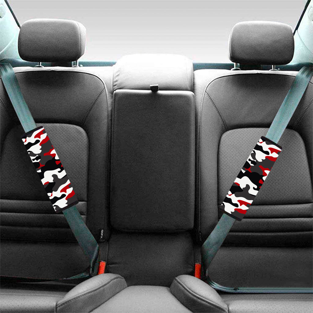 Red Snow Camouflage Print Car Seat Belt Covers