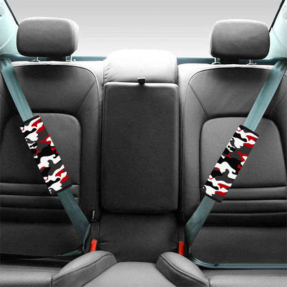 Red Snow Camouflage Print Car Seat Belt Covers