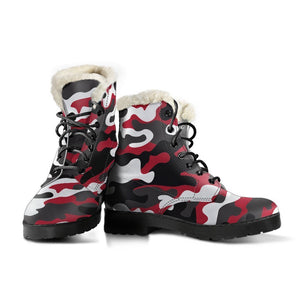 Red Snow Camouflage Print Comfy Boots GearFrost